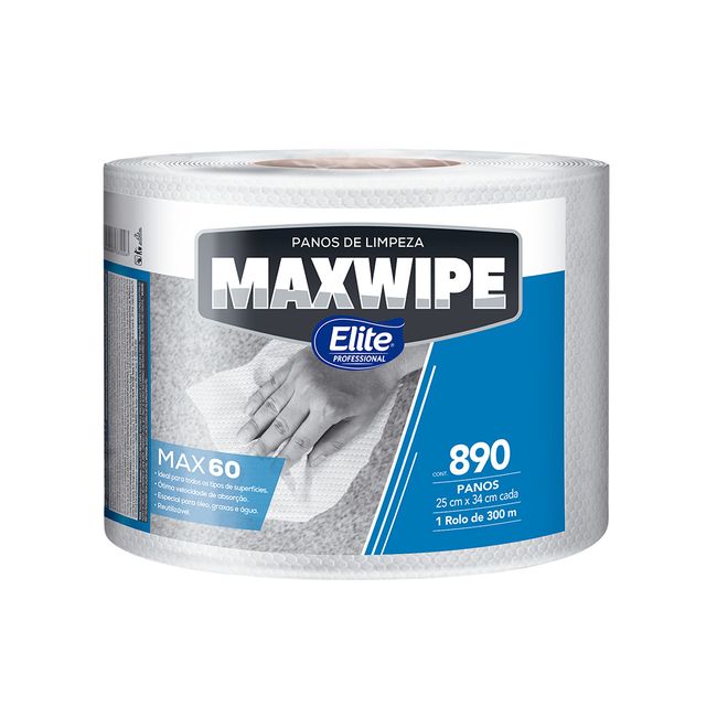 Pano De Limpeza Reutilizável Elite Maxwipe Max60 Bobina Com 890 Folhas