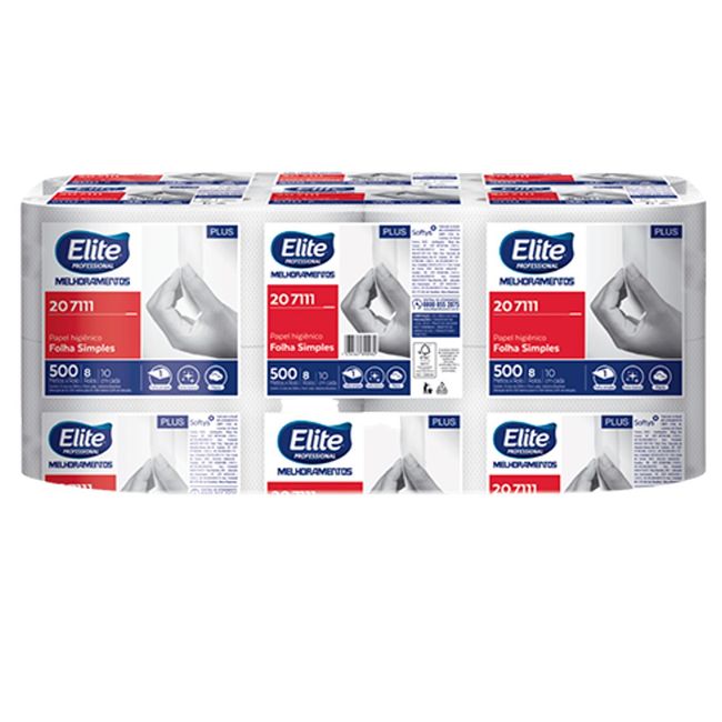 Papel Higiênico Rolo Elite Folha Simples 8 Rolos 500 Metros