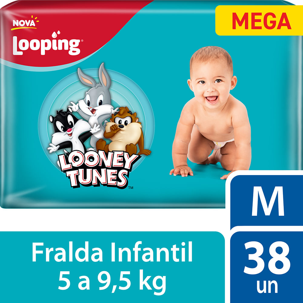 Fralda-Looping-Looney-Tunes-M-38-Unids