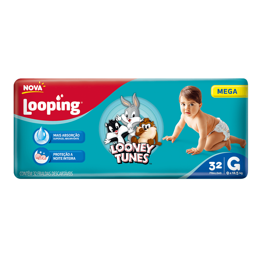 Fralda Looping Looney Tunes G 32 Unids - Softys - Mobile